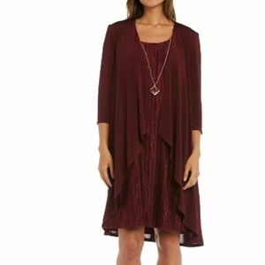 NWT Nordstrom Cocktail Dress Cardigan & Gold Crystal Necklace Set 6 Petite